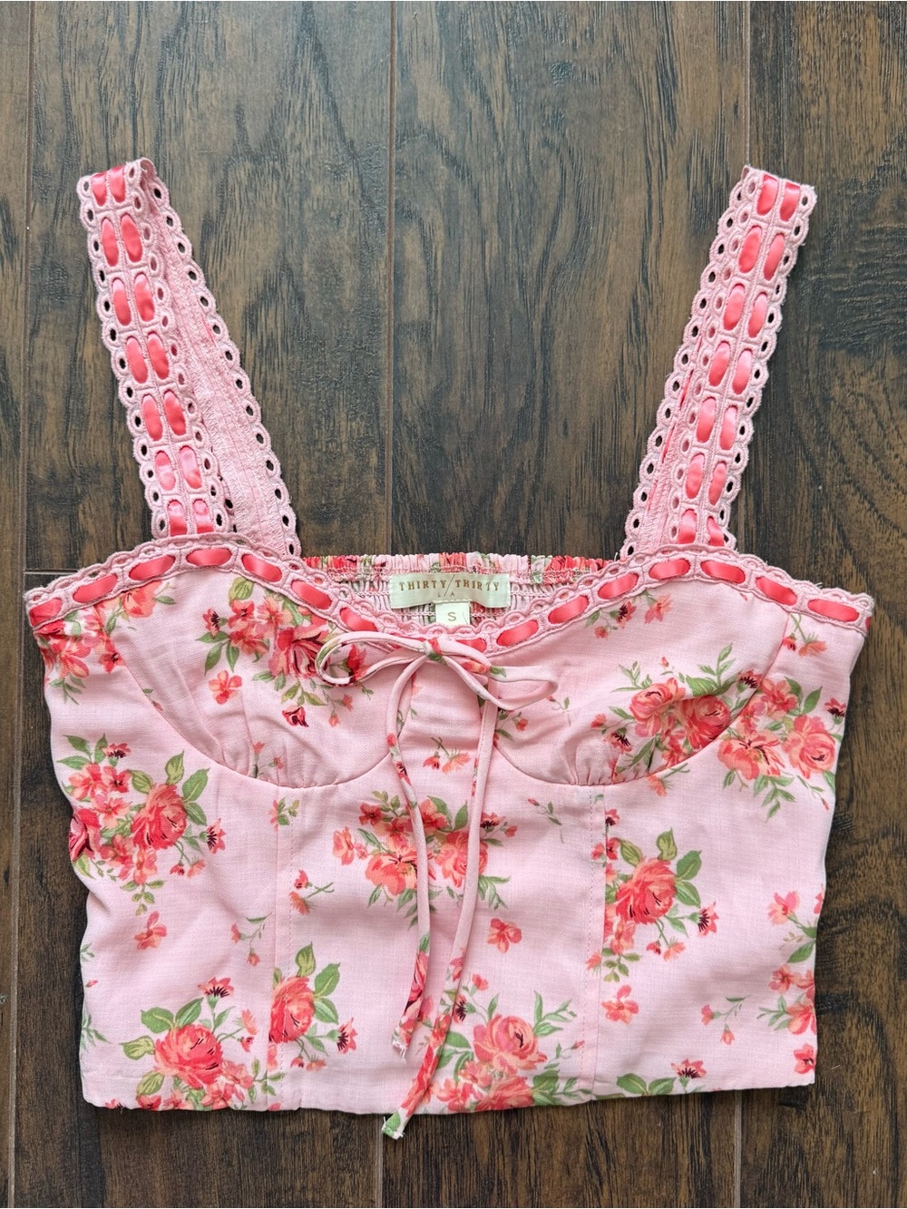 Thirty Thirty LA Small Pink Floral Crop Top